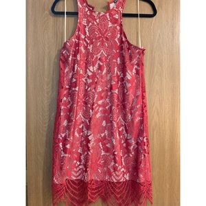 Red lace cocktail dress